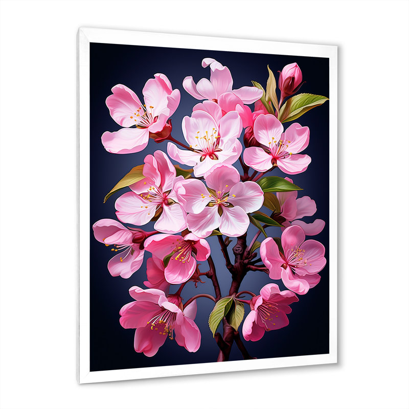 Fleur de pommier fusion II - décoration murale florale, Cadre d'angle fermé blanc, H 32 po x l 16 po x P 2 po