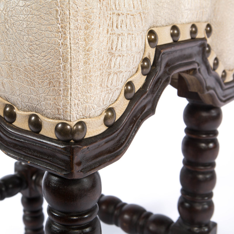 Marlo Upholstered Stool with Solid Wood Frame, Hide, Counter Stool (26" Seat Height)