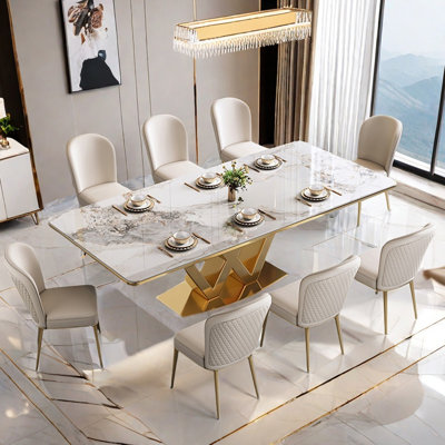 Luxury modern simple rectangular dining table sets