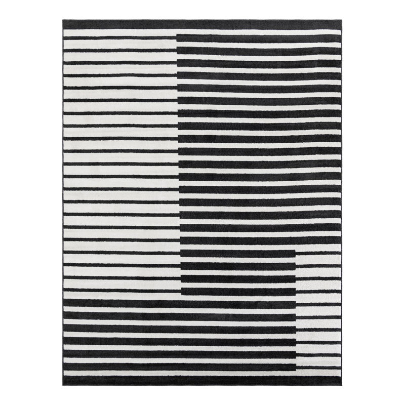 Latitude Run® Namsen Nikolis Rug Black, Rectangle 9' x 12'