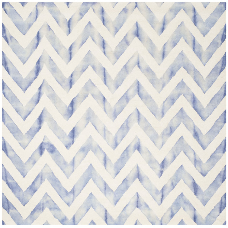 Chou Hand Tufted Wool/Cotton Geometric Rug in Ivory/Blue