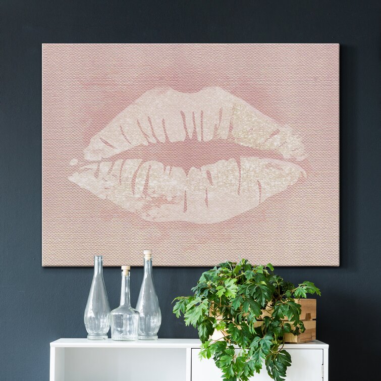 Glitter Lips - Wrapped Canvas Print House of Hampton Size: 18 H x 12 W x 1 D