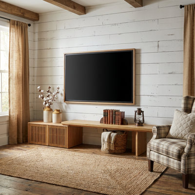 Modern TV Stand Entertainment Center with Storage Space Minimalist TV Stand for Living Room/Bedroom - Natural  (Expandable for 78.7-110 Inch TVs)