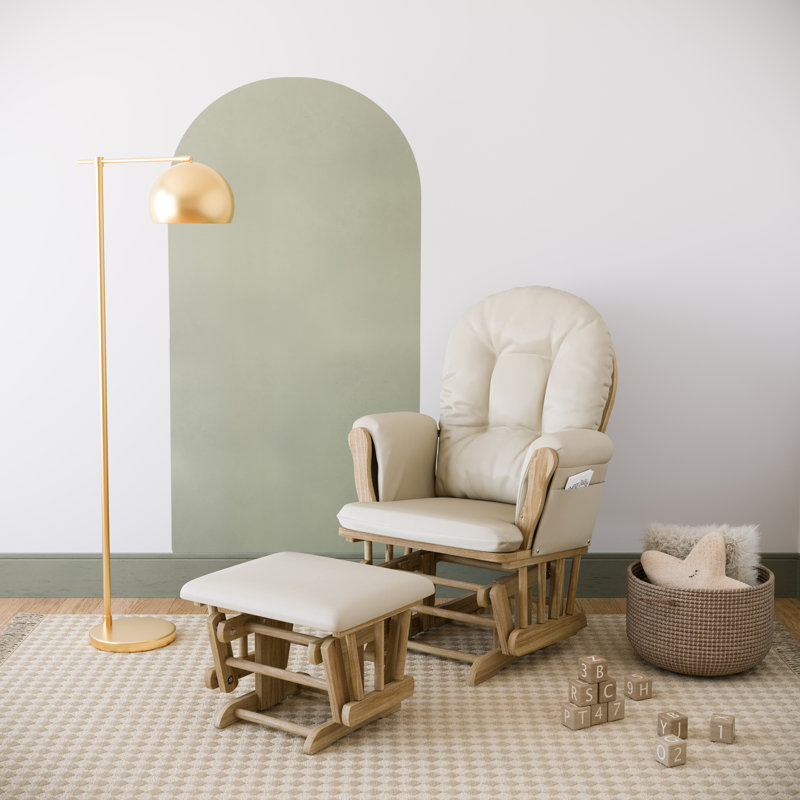 Hoop Glider with Ottoman, Beige, Natural