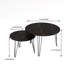 Ensemble de 2 tables basses gigognes rondes de 27,56 po, plateau en marbre et base en métal robuste pour le salon et la chambre à coucher-1472910346