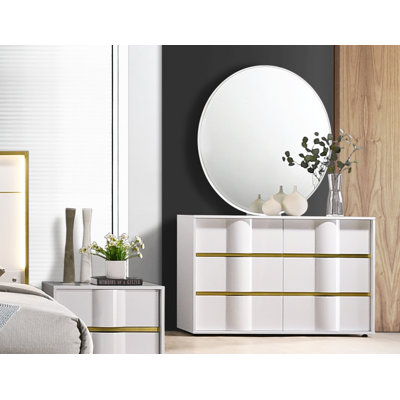 Milly 6 Drawer Double Dresser with Mirror by Orren Ellis