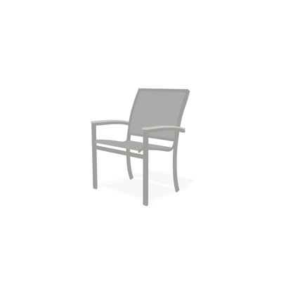 Bazza Sling Aluminum Frame Dining Height Stacking Café Chair with Marine Grade Polymer Arm Accent