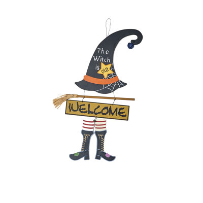18" Halloween Witch is Out Welcome Sign