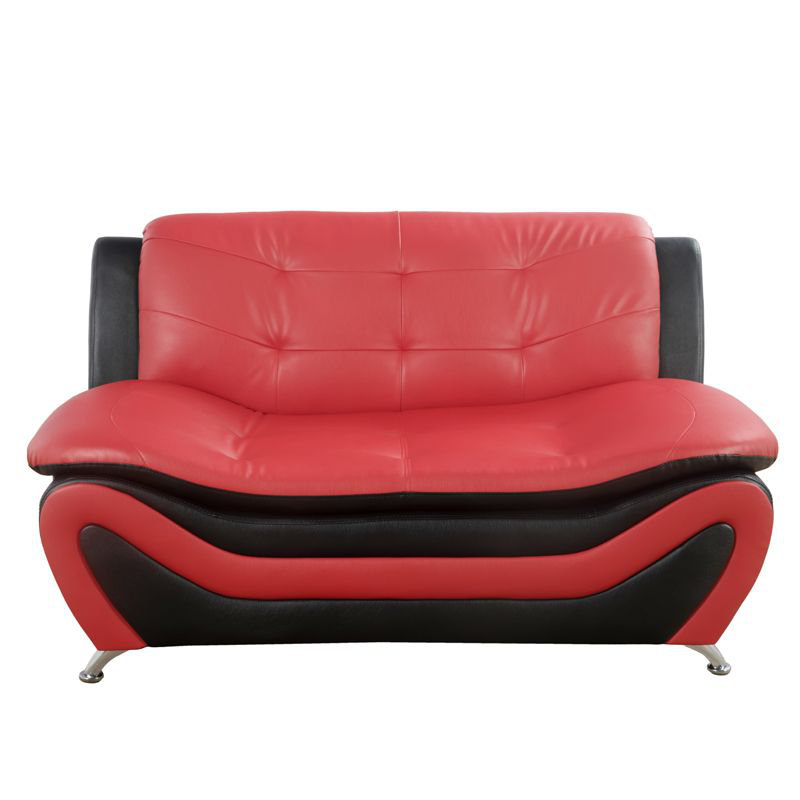Causeuse de salon rembourrée, Simili cuir noir / rouge