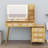 Vintage Dressing Table with Lighted Mirror, Rattan Design Drawers & Storage Shelf-1706033391