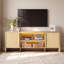 Meuble télé 62 po cannelé jusqu'à 75 po avec lumière DEL tricolore, console de télévision moderne avec tablette ouverte réglable pour le salon-137518566-137518569