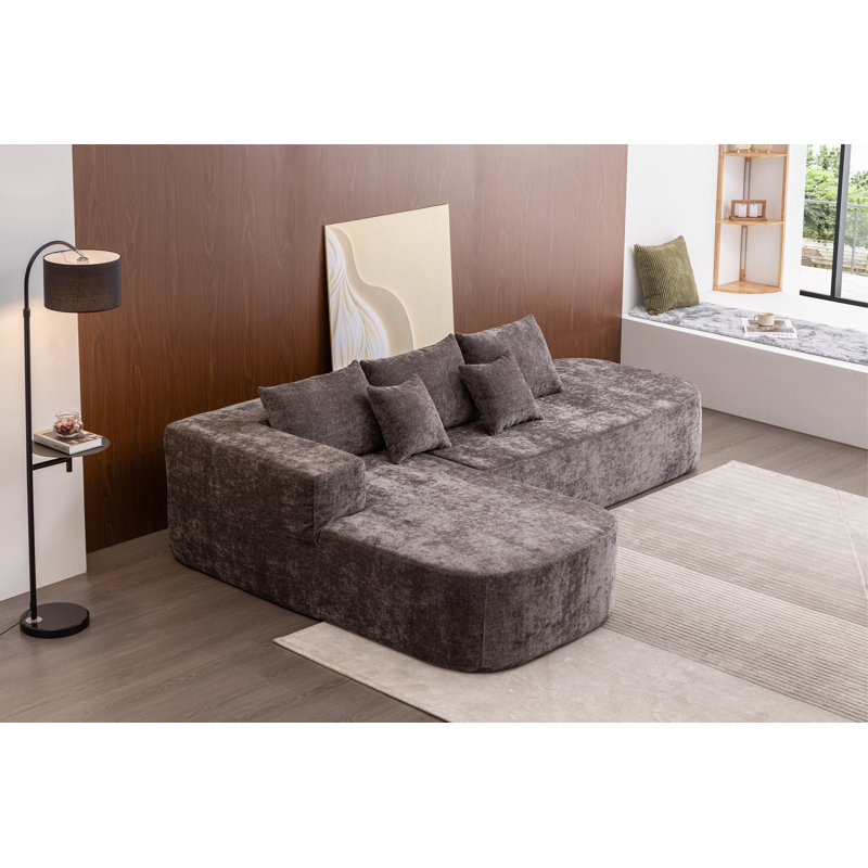 Canapé modulaire 2 pièces Lavia, Accoudoir à gauche (vu de face), Gris chenille