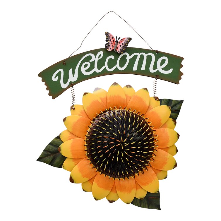 Sunflower Metal and Glass Outdoor Wall Decor