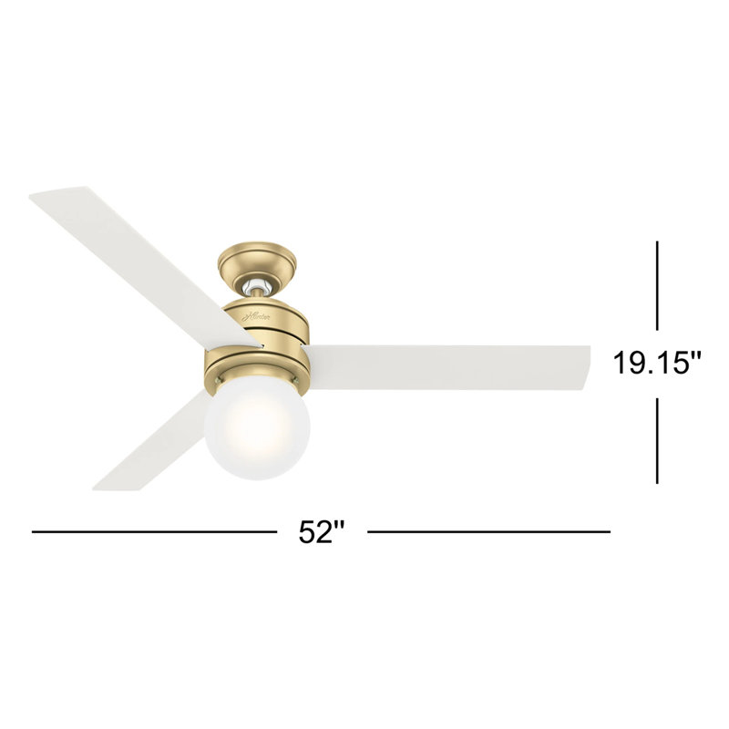 52" Allison 3 - Blade Standard Ceiling Fan with Lights and Remote