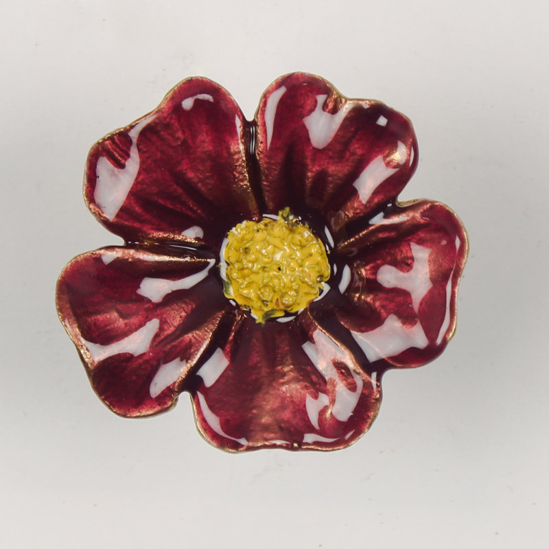 Red Daisy Drawer 65mm Knob