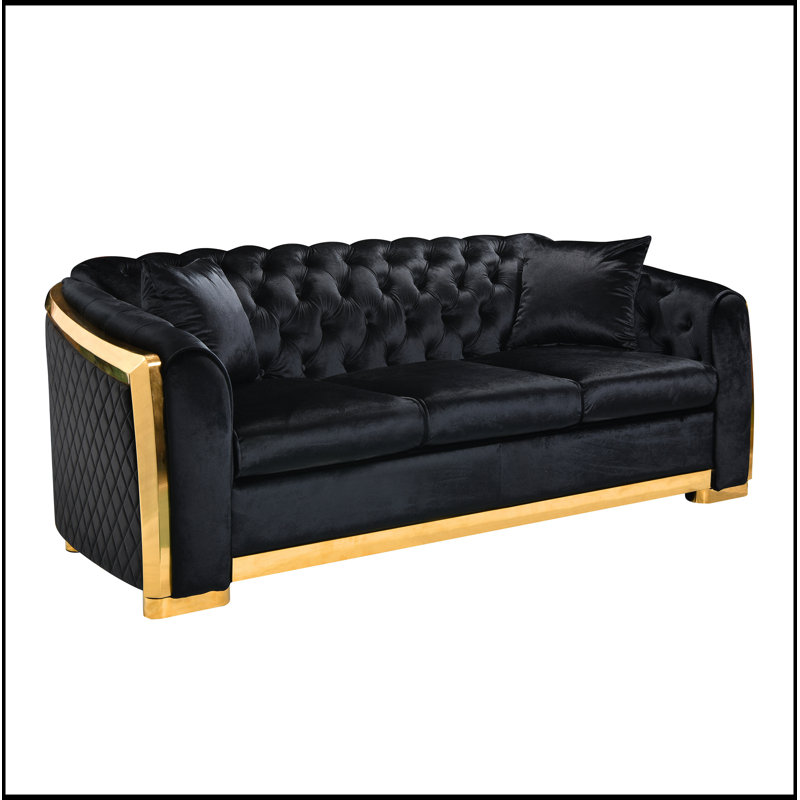 Ensemble de canapé Chesterfield Velvet Luxury, Noir