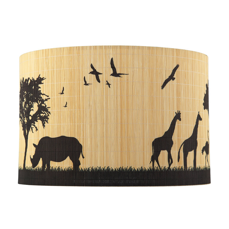 20cm H Bamboo Drum Lamp Shade ( No Direct Attachment Method ) in Black