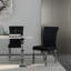 Ensemble de table de salle à manger 7 pièces en chrome argenté moderne avec 6 chaises en cuir noir et argent-819436154-819436153-819436101