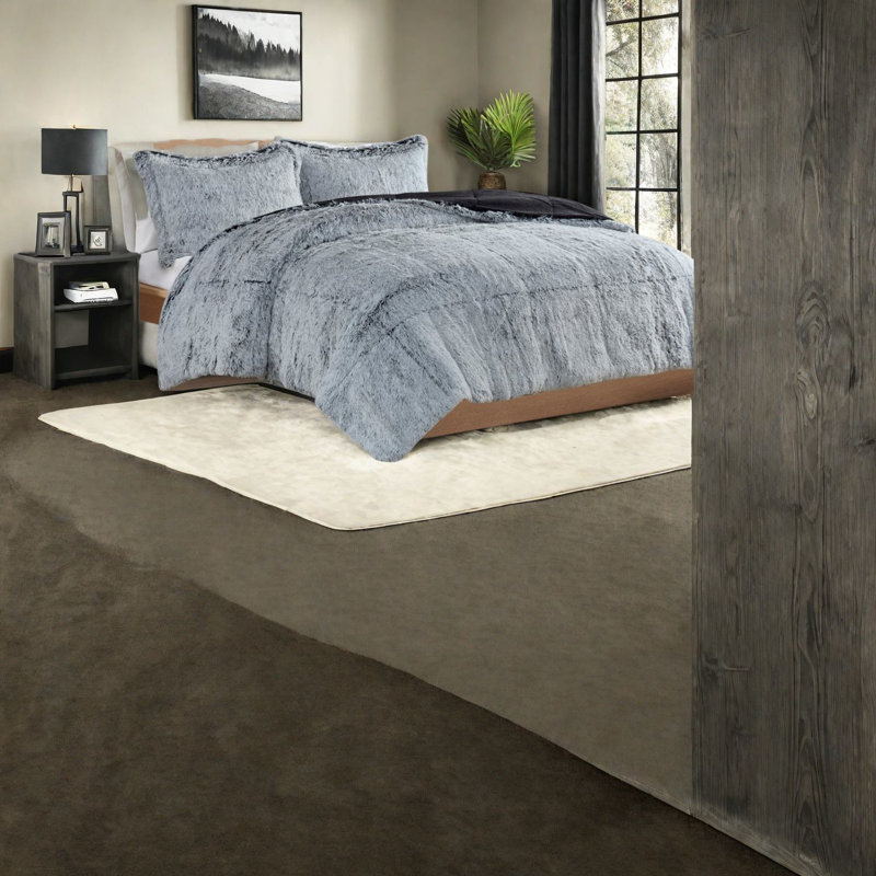 Ensemble de literie très grand confort de luxe, polyester fausse fourrure à poils longs, chambre confortable moderne