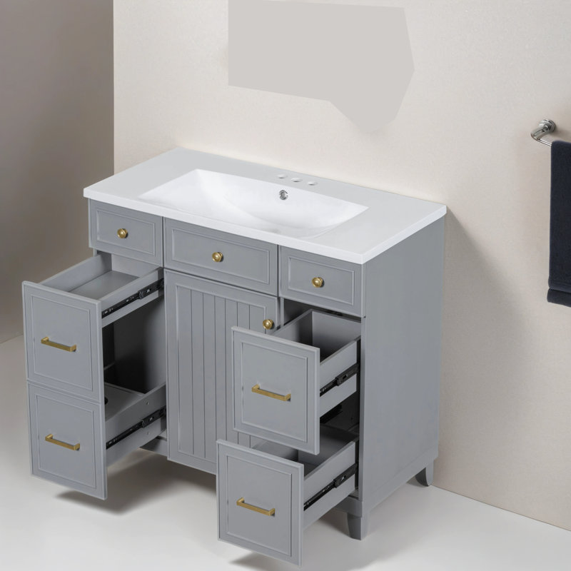 Meuble-lavabo simple avec plateau Hypatos 36,03, Gris