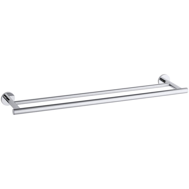 Stillness Double 24" Wall Mounted Towel Bar, Chrome poli