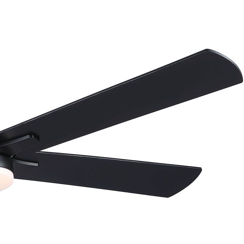 52" Lowe Profile Ceiling Fan With Light For Indoor, Black, Black
