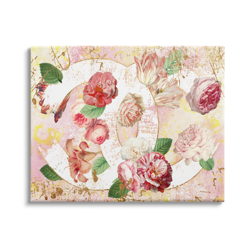 «Glam Fashion», motif floral rose par Ziwei Li - impression, H 24 po x l 30 po, Toile tendue
