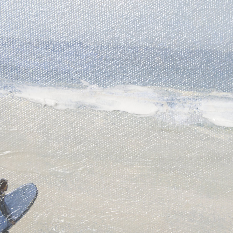 Surfers and the Sea II a Hand Embelished Textured, reproduction d'art encadrée, Surfers and The Sea II