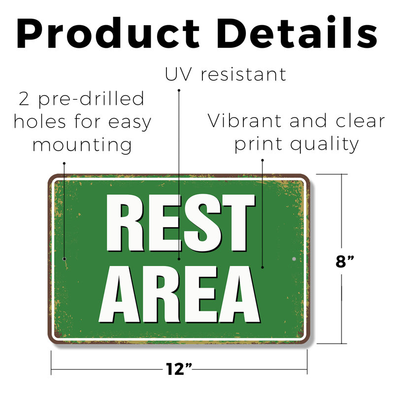Enseigne en plastique pour aire de repos 8 po x 12 po