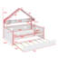 Lit de jour avec lit gigogne et étagères intégrées, structure de baldaquin en forme de maison pour chambres d'enfants-448994476-448994474
