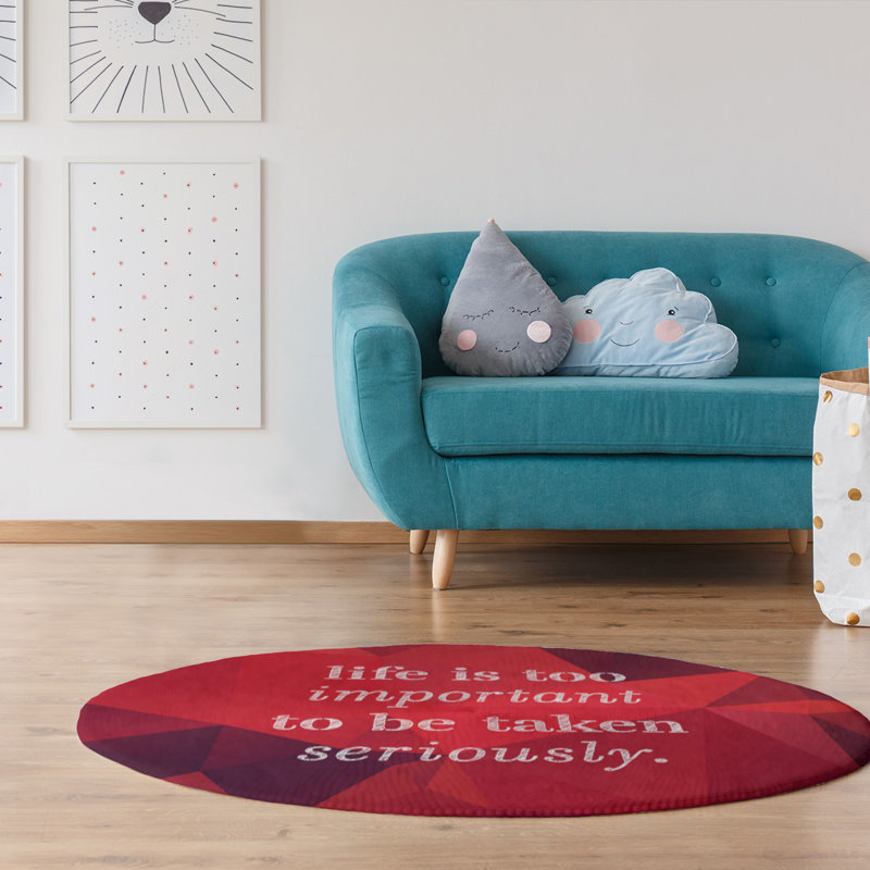 Tapis en chenille synthétique Quotes, Rond 5 pi