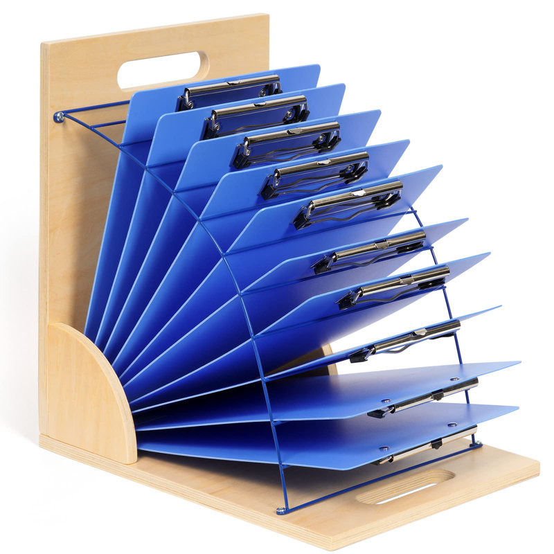 Wood And Metal Clipboards With Storage Rack Small Board Organizer For Classroom Office