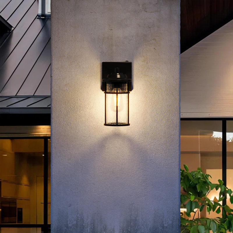 Schlesinger 1-Light Metal Wall Light With Dusk to Dawn, 13.5" H x 7.55" W x 9.6" D