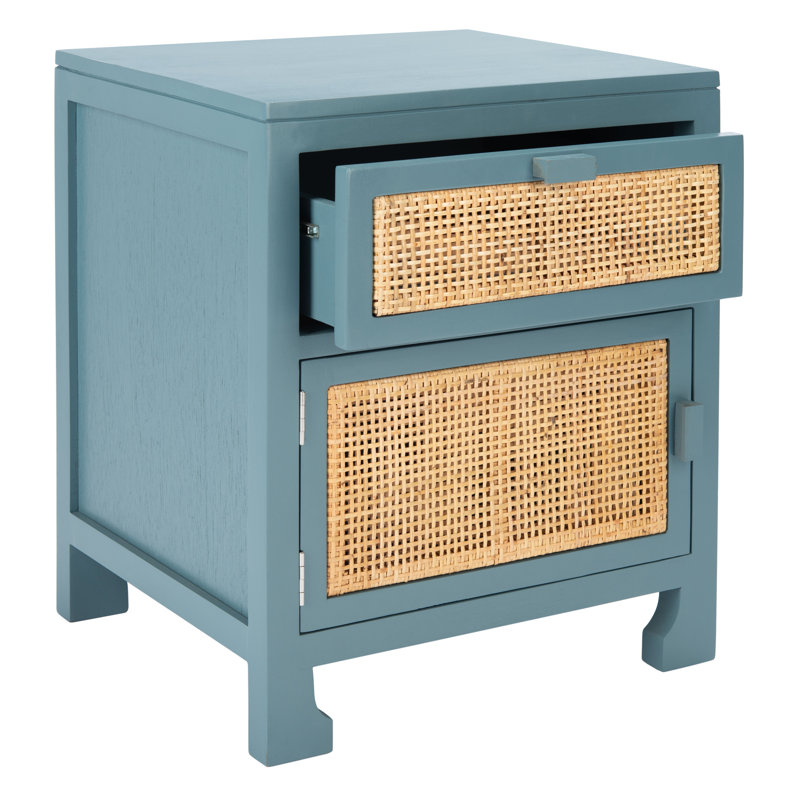 1 - Drawer Nightstand, Blue Gray/Natural