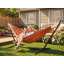  Double Canvas Hammock with Steel Stand with Storage Bag for Indoor/Outdoor Garden, Patio, Deck, Yard & Balcony, Blue-579972119