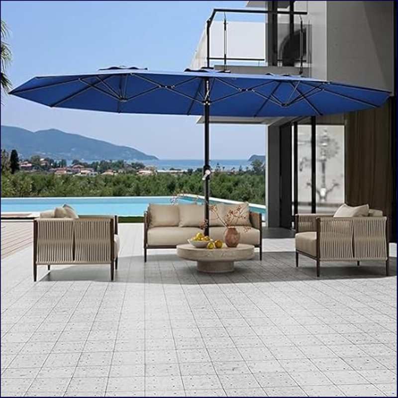 13Ft Large Patio Umbrella - Double-Sided Outdoor Market Rectangle Umbrella, Uv Protection, Sturdy Frame, Easy To Open And Close, Wind Resistant