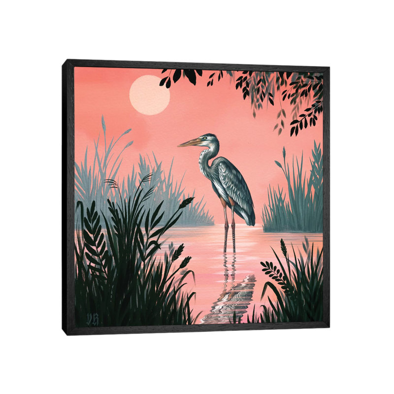 Crane by Vasilisa Romanenko - Painting on Canvas, Black Framed, 93.98cm H x 93.98cm W x 3.81cm D