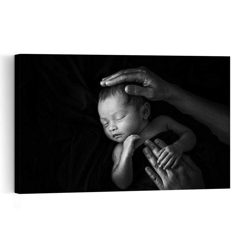 Sleeping Newborn Embrace Peaceful Serene Abstract Portrait Wall Art Print 1 Piece Wrapped Canvas Wall Art