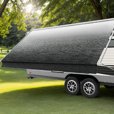 RV Awning Fabric Replacement, 19.5Oz Heavy-Duty Vinyl Camper Awning Replacement,Gray Fade 11FT(Fabric10'2")