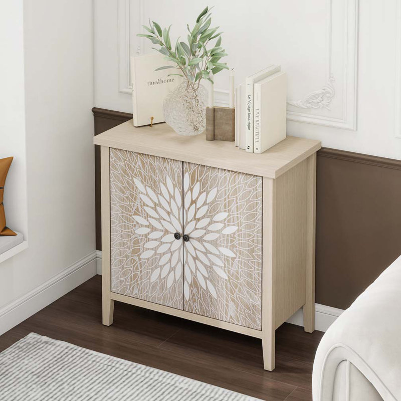 Armoire de rangement à 2 portes avec tablette réglable pour le salon, la salle à manger et la cuisine, Naturel / naturel