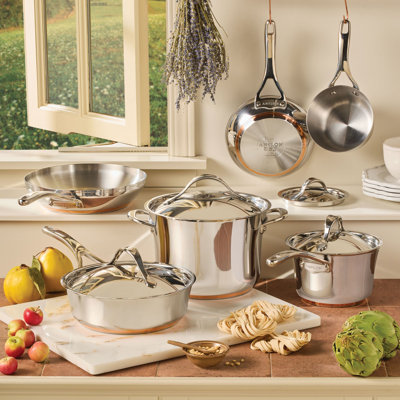 Anolon Nouvelle Copper Stainless Steel Cookware Set, 10-Piece