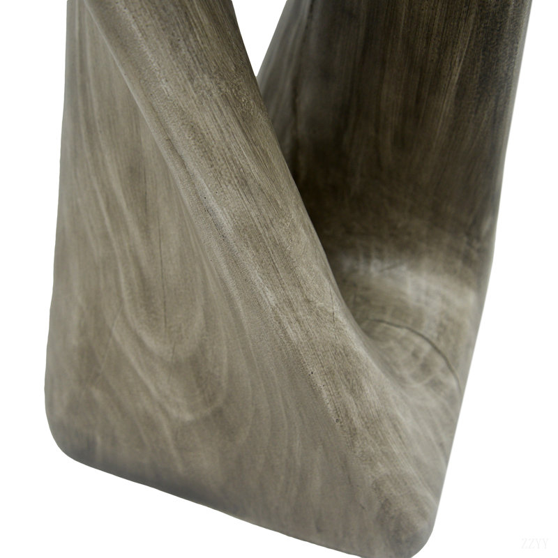 Outdoor Side Table,Twist Shape End Table,Decorative Accent Table,Garden Stool Table For Patio Balcony Beach Pool Side,Lightweight Concrete,Wood Like Texture