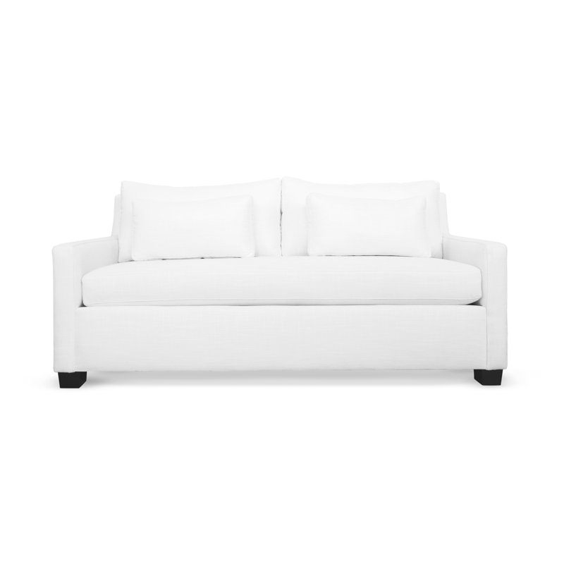 Dubuisson Upholstered 84'' Sofa, 72", Contessa Ruby, Walnut