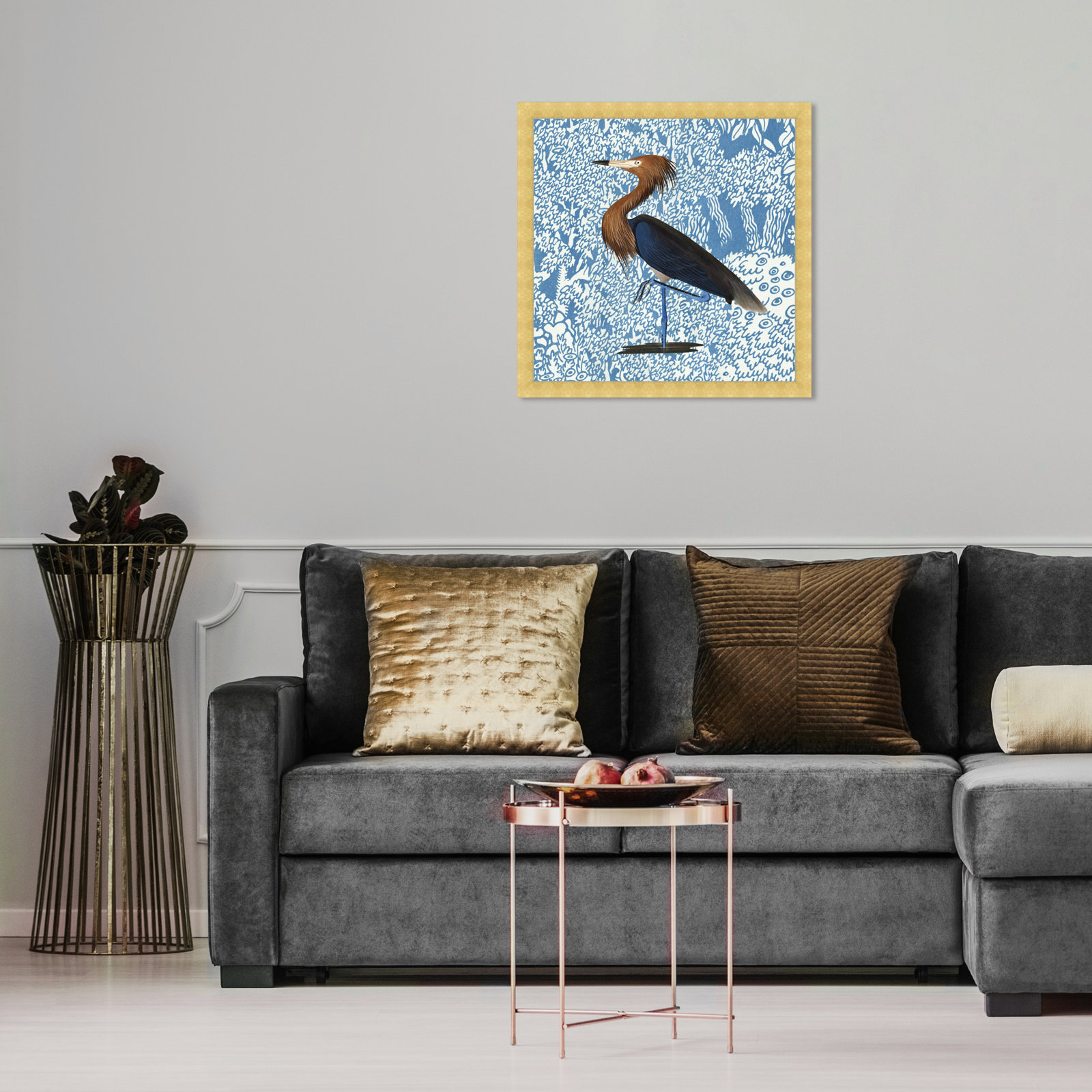 Bird Pose by Oliver Gal, 18" H x 18" W x 0.5" D, Gold