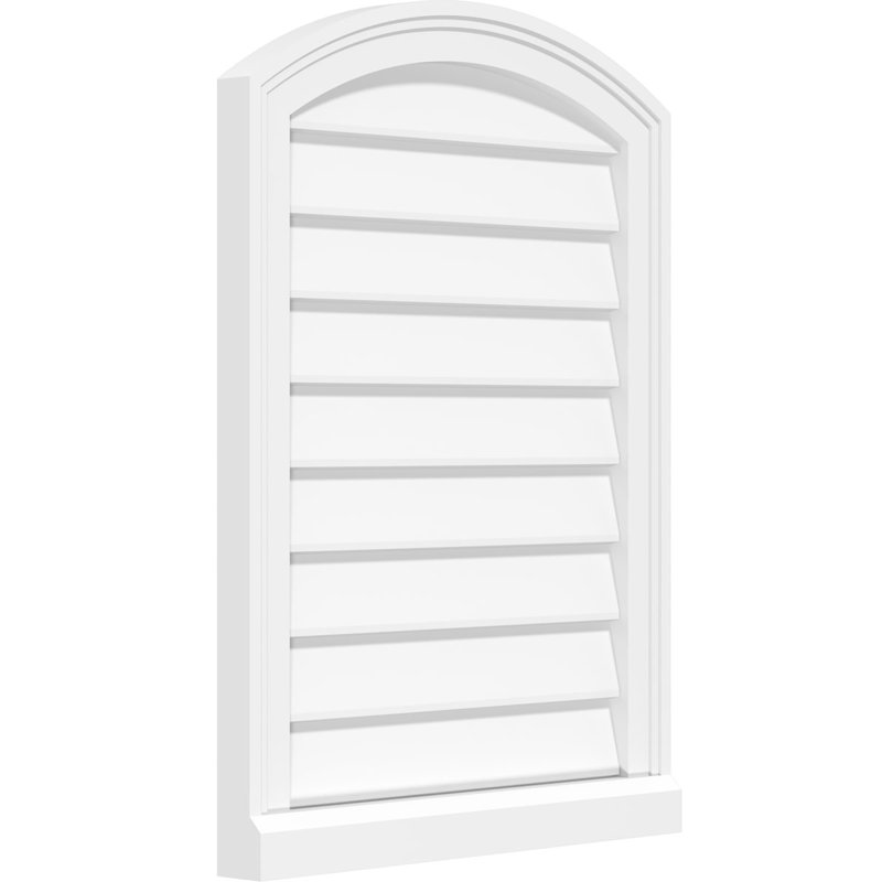 Arch Top Surface Mount Non-Functional Brickmould Sill Frame PVC Gable Vent, 20" H x 34" W