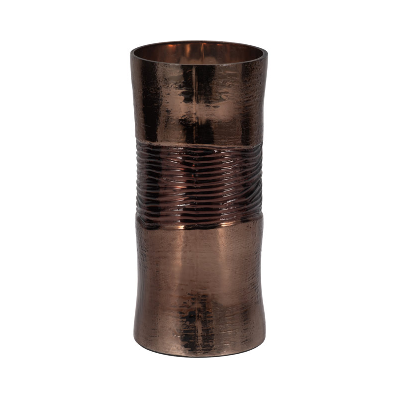 Modern Glass Vase with Textured Ribbed Detail and Cylindrical Silhouette, Sleek Decorative Design for a Stylish Contemporary Look