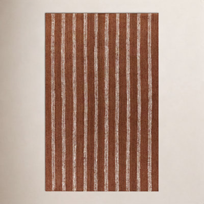 Aadison Rust Hand-Woven Striped Jute Rug