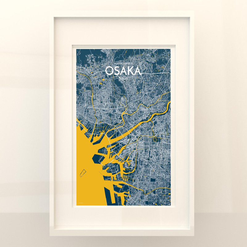 Osaka City Map In Amuse - No Frame Print, 17cm H x 11cm W x 0.05cm D