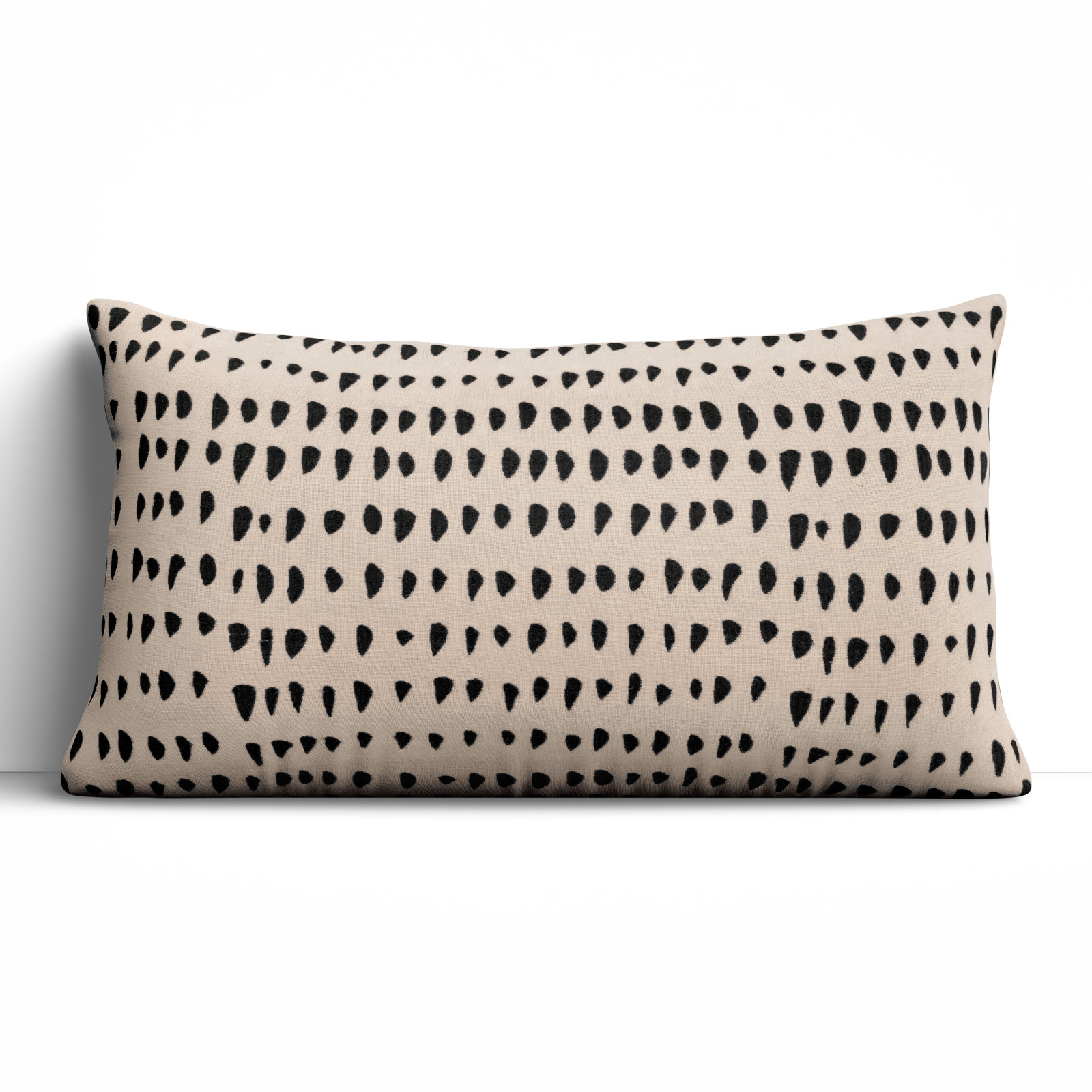 Fabray 26" x 14" Embroidered Throw Pillow, Black/Natural