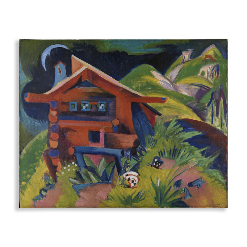 "Kirchner Landscape Cabin", art mural par one1000paintings, H 30 po x l 40 po
